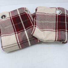 John Lewis Ludlow Herringbone Check Eyelet Curtains Red W228cm D137cm