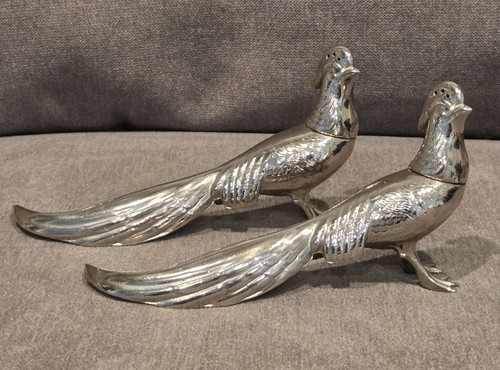 Vintage silver tone pheasant - silver,