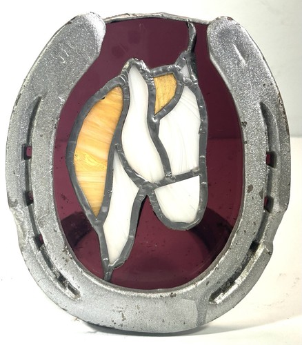 Vtg stained glass horseshoe - vtg,