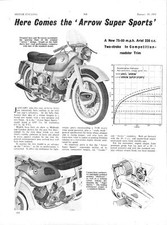 1961 ARIEL 'Arrow Super Sports' 250cc Motorcycle Vintage Magazine Report Cutting