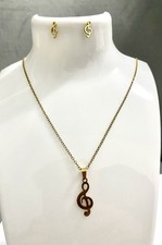Gold-Tone Treble Clef Necklace