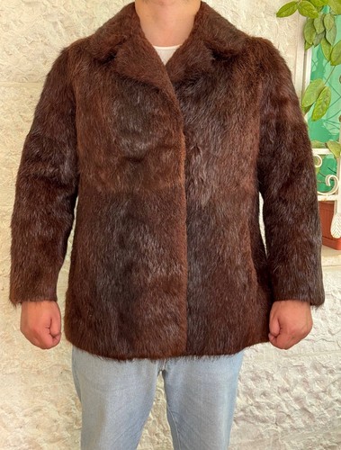 Vintage brown real - vintage, coat