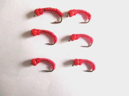 Red beaded worm fly size - 6,