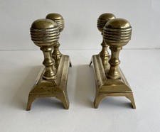 PAIR BRASS CHUNKY FIRE DOGS -