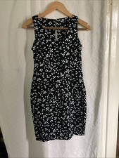 F&F Black/White Polka Dot Sleeveless Tulip Dress Size 8