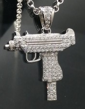 925 Silver CZ Gun Pendant