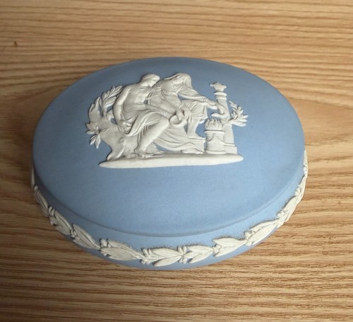 Wedgwood blue jasperware - blue, oval