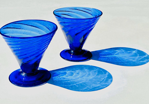Handblown cobalt blue cordial - handblown,