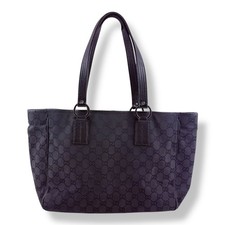 Gucci Black Monogram Canvas GG Tote Handbag