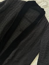 Vintage Black Textured Blazer with Velvet Trim 1990s-2000s