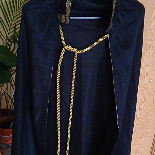 Black velvet hooded cloak cape - hooded,
