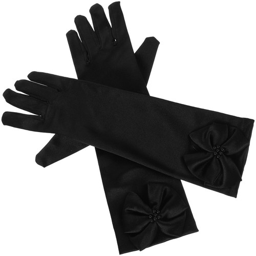 Girls black satin long dress - girls,