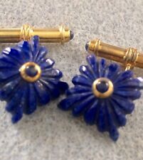 VINTAGE SAPPHIRE &LAPIS LAZULI  GILT CUFF LINKS