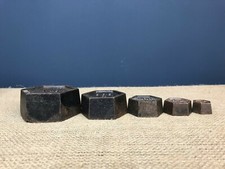SET 5 X CAST IRON HEXAGONAL STACKING WEIGHTS - 1kg, 500g, 200g, 100g & 50g