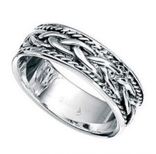 MENS ROPE STYLE RING  SOLID SILVER   Sizes Q to Z2 You choose below