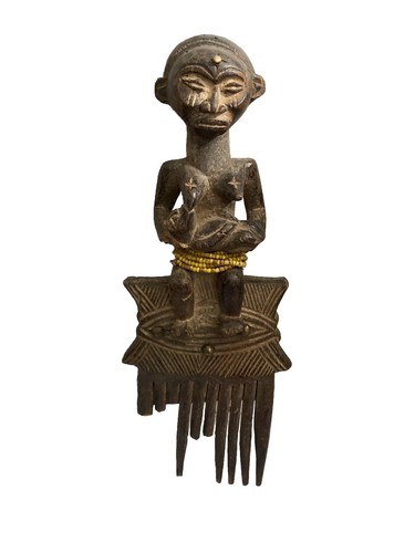 Old tribal baule comb figure - old,