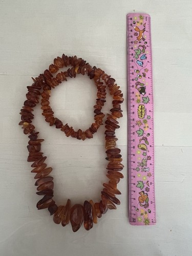 Amber bead necklace chunky - amber,