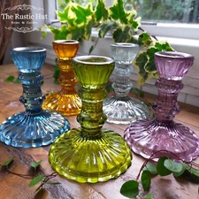 Glass candle holder 10cm - glass,