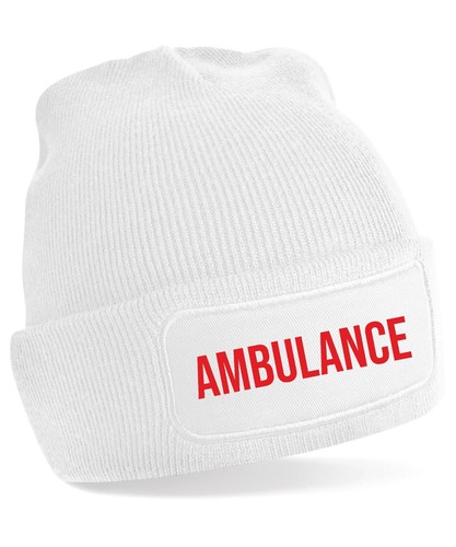 Ambulance printed patch beanie - ambulance,