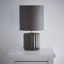 Ceramic Round Table Lamp With Matching Velvet Shade options in Various Colours