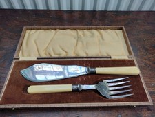 Vintage EPNS Silver Plated Fish Knife & Fork Serving Set