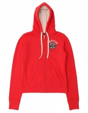 ABERCROMBIE & FITCH Womens Graphic Zip Hoodie Sweater UK 14 Large Red BO07