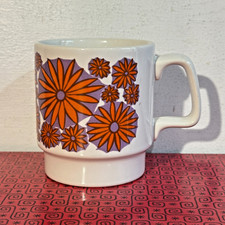 Staffordshire Potteries Mug 1970s Pattern Vingtage Retro Cool Floral Pattern