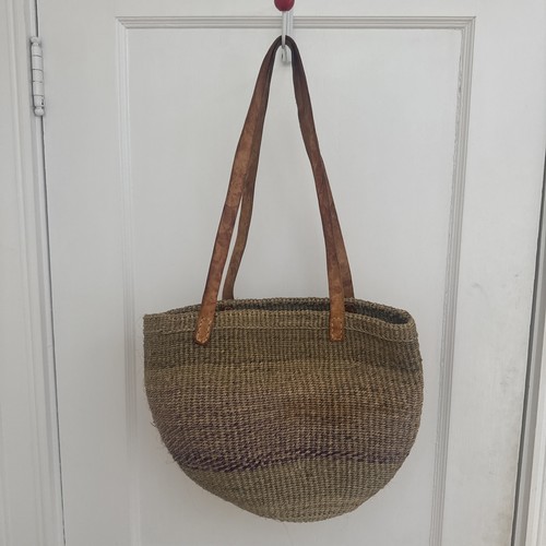 Vintage sisal market tote jute