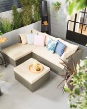 Garden Line Grey & Cream Wicker Corner Sofa Patio Garden Furniture Set 23441