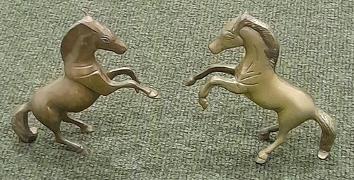 Pair brass prancing horses - pair,