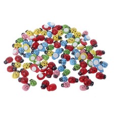 100pcs Mini Ladybugs Shaped Stickers Miniature Ornament DIY Fairy Garden Decor