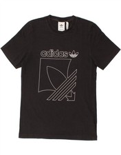 ADIDAS Mens Graphic T-Shirt Top Small Black Cotton AP02