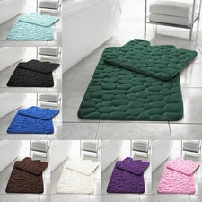Pebble Bath Mat Set 2 Piece Non Slip Extra Large Bath & Pedestal Toilet Rugs