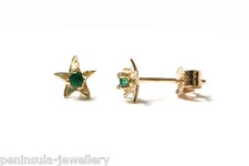 9ct Gold Emerald Studs Tiny