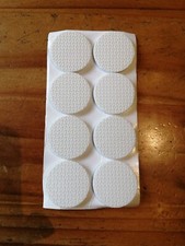 Self Adhesive Felt Pads, thick, white,38mm circle. 13 strips of 8 circles