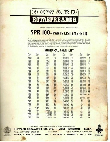 Howard rotaspreader spr 100 - rotaspreader,