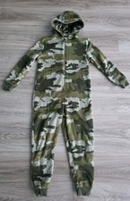 🧢 M&S Boys one piece jumpsuit Age 10 - 11 - green khaki camo pattern 💥