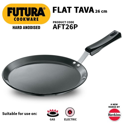 Hard anodised flat tava - anodised, pan