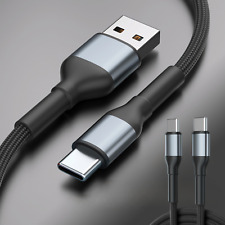 USB A to Type C Fast Charger Cable Braided Phone Charging & Data Sync Lead 1m 2m