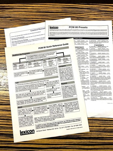 Lexicon pcm80 quick reference - pcm80,