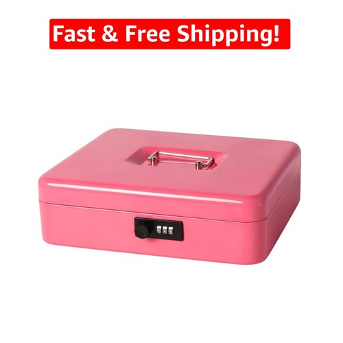 Pink metal cash box - metal, with
