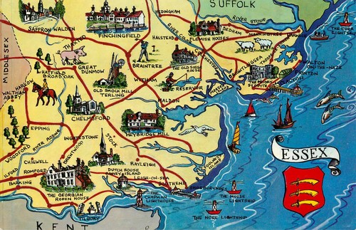 Essex map postcard - -,
