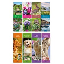 2026 Slim Long Calendar Planner Spiral Top Kittens Cats Wildlife Flowers Garden
