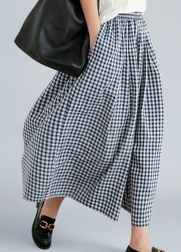 Women plaid wide leg - wide, elastic