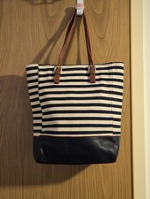 M&S Navy and White Canvas Faux