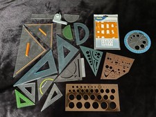 18PCS Geometric Drawings Templates Drafting Stencils Measuring Tools Plastic Set