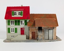 Vintage Faller HO 1:87 Scale Farmhouse With Barn Model House Building Diorama 