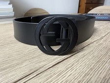 Gucci Black Leather Belt GG Matte Buckle 100% Authentic + Certificate