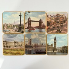 Set 6 Vintage Place Mats London Scenes 60s 70s Original Box  Square Win El Ware