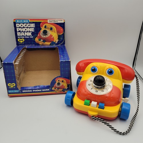 Vintage blue box - doggie, phone